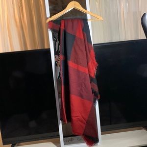 Red and black plaid, cover-up/shawl,/scarf.